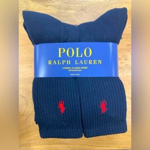 Polo Ralph Lauren Men's Classic Sport Socks Crew Cushioned Sole 6 Pairs New